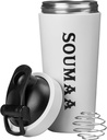 Botella de agitador de acero inoxidable aislado con mezcla de alambre Ball-24oz Botella de afeitado aislado para polvos de proteína brillante, mezcla de smoothie, mezcla de suplementos y para ejercicios previos