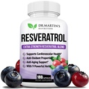 Extra Strength Resveratrol 1568mg - 180 Capsules - 3 Meses Suministro Silencio Antioxidante Suplemento Silencio Natural Trans-Resveratrol Píldoras ← para Anti-Aging, Heart Health, Immune System &amp; Brain Function
