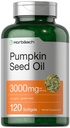 Horbäach Pumpkin Seed Oil  3000mg ← 120 Softgel Capsules ← Cold Pressed Dietary Supplement ← Non-GMO y Gluten Free Formula