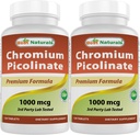 Mejores Naturales Chromium Picolinate 1000 mcg 120 Tablets (Pack of 2)