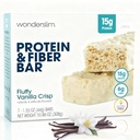 Wonderslim High Fiber Protein Bares, Fluffy Vanilla Crisp  15g Protein, 6g Fiber peru Low Sugar, Low Carb ← Healthy Indulgence ← Satisfying, Supports Energy & On-the-Go Convenience, 7 Pack