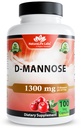 NaturaLife Labs Organic D-Mannose 1300 mg con extracto de arándano orgánico 100 mg por ser – 100 cápsulas – No GMO, sin gluten, Vegan