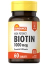 Sundance High Potency Biotin 1000 mcg Suplemento ← Essential B Vitamin Tablets ← Vegetariano, No Gluten Free