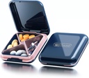 Caja pequeña de pill, Caja de Píldora de Viajes, Contenedor de Píldora Portátil para Púrpura o Bolsillo, Organizador de Medicina Diaria impermeable 4 Compartimiento Soporte de Píldora Compacta para Vitaminas, Suplementos, Medicación