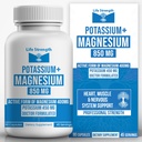 Life Strength Magnesium Potassium Complex Suplemento - 90 cápsulas - High Absorption Magnesium Support Vascular Health &amp; Leg Cramp