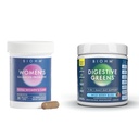 BIOHM Probióticos femeninos 30B CFU & Super Greens/Kids Berry Blast Bundle: Gut & General Health Support, 9 Strains, 30-Day Supply, Rich in Antioxidants