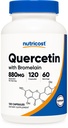 Nutricost Quercetin with Bromelain, 880mg Quercetin + 165mg Bromelain Por Serving, 120 Capsules, 60 Serving (2 Caps Por Serving) - Vegetariano, No GMO &amp; Gluten Gratis