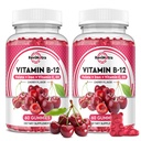 Vitamina B12 Gummies - 5000 mcg Methylcobalamin con hierro, vitamina C, D3 " Folate, Energy Support and Metabolism, Immune, B-12 Complex Chewable Suplemento para Hombres " , 120 Conde, 2 Pack