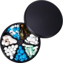 Dispensador de Píldora de Píldora de Metal con 7 Compartimientos - Contenedor de Píldora Anti-Mix de Duty, caja de Píldora diaria impermeable para vitamina, medicina, suplemento, aceite de pescado, 0.39lb (Negro)