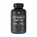 Sports Research Triple Strength Omega 3 Fish Oil - Burpless Fish Oil Supplement w/EPA & DHA Fatty Acids from Wild Caught Fish - Heart, Brain &amp; Immune Support for Men & Mujer - 1250 mg, 150 ct
