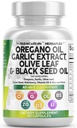 Aceite de Nutra Limpio con Aceite de Semilla Negra Extracto de Aceite de Ajo - Aceite de Oregano Capsules Immune Soporte Carvacrol &amp; Suplemento de Timoquinona para Mujeres y Hombres + Vitamina de Elderberry D3 &amp; Zinc