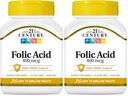 21st Century Folic Acid 400 mcg Tablets, 250 Conde (Pack of 2)