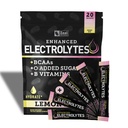 Enhanced Electrolyte Powder Stick Packs (Lemon Berry tención 20 Packets) w / 0 Sugar +BCAAs +B-Vitamins Electrolyte Suplemento w Potassium Zinc &amp; Magnesium for Hydration - Keto Electrolytes