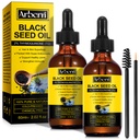 2 Pack Black Seed Oil Organic Cold Pressed,100% Puro &amp; Natural Liquid Black Seed Oil Cold Pressed Glass Bottle 60ML for Skin Cares, Nourishes and Hydrates Hair