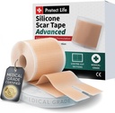 Correa de silicona de grado médico Fórmula de adhesivo avanzada (1.6" x 118") Tiras de amortiguación de escarpadas para cicatrices quirúrgicas, silicona de silicona " Tratamiento de escarpado de silicona reutilizable