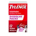 Tylenol Extra Strength Dissolve Packs, 500 mg Acetaminophen Pain Reliever " Fever Reducer, On-The-Go Powder Packets for Minor Aches " Pains, Ibuprofen- " Aspirin-Free, Berry Flavor, 12 ct