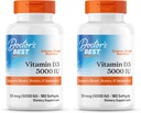 Mejor vitamina D3 5000IU, no GMO, Gluten &amp; Soy Gratis, Regula la función de inmuno, soporta los huesos saludables, blanco, sin sabor, 180 Cuenta (Pack of 2)