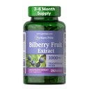 Puritan's Pride Premium Bilberry Fruit Extract 250 mg (1000mg Equivalente), 4:1 Suplemento herbario concentrado, Vitamina C, 3 a 6 meses de suministro, 180 Rapid Release Softgels (Packaging May Vary)