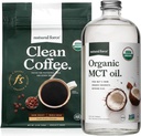 Natural Force Organic Dark Roast Clean Coffee + Organic MCT Oil Bundle – 100% Pure Coconut MCTs & Mold & Mycotoxin Free Coffee – Non-GMO, Keto, Paleo y Vegan - 12 Oz y 32 Oz