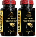 Pills de memoria para cerebro - Suplementos de Booster de cerebro para memoria, foco, claridad, energía, rendimiento, soporta función cerebral saludable, memoria " munitty - 2 botellas 120 cápsulas