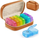Organizador semanal de píldoras AUVON 2 veces al día con bolsa de cuero PU, Travel AM PM Pill Box 7 Día con un diseño de apertura grande para fácil llenado, caja de píldoras portátiles para vitaminas, medicamentos, suplementos