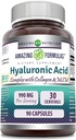 Amazing Formulas Hyaluronic Acid Super Complejo con MSM, Collagen Tipo I & III, y Vitamina C TEN 990 Mg ANTE 90 Capsules Suplemento TEN NO-GMO TEN Gluten Free TEN Made in USA
