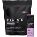 Sports Research® Hydrate Electrolytes Powder Packets - Sin azúcar y naturalmente saboreado con vitaminas, minerales y agua de coco - admite hidratación - 16 Packets - Fruta de la pasión