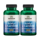 Swanson Acetyl-L-Carnitine - Suplemento Aminoácidos Promoción de la Salud Cognitiva &amp; Muscle Support - Fórmula Natural May Promote Nervous System Health - (100 cápsulas vegetales) (2 Pack)