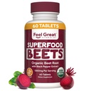 Feel Great Vitamins Organic Beet Root Powder Suplementos (Tablets) ← Beets Nitric Oxide Suplemento ← Red Beet Powder Apoyo Circulación saludable con Nitratos Naturales para la Energía Natural*