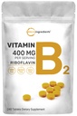 Micro Ingredientes Riboflavin Vitamina B2, 400mg Por Serving, 240 Mini Tablets tención Esencial Vitamina B Suplemento Silencioso B Vitaminas para la Producción Energética Fácil de Tragar, No GMO
