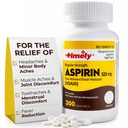 Lágrimas de hora, INC. Conteo de 300 veces Aspirina de fuerza regular 325mg para adultos - Comparado con Bayer - Coated Regular Strength Aspirin Tablets - Dolor para dolores menores y dolores - Hecho en EE.UU.