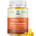 Vegetariano Omega 3 Gummies for Adults - Vegetarian Omega 3 6 9 DHA Gummies for Brain Bone and Heart Health and Joint Support - Burpless Fish Free Plant Based Suplemento Hombre Mujeres
