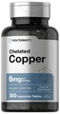 Horbäach Chelated Copper Suplemento 6mg  300 Tablets  durable Essential Trace Mineral Silencio Vegetarian, Non-GMO, Gluten Free