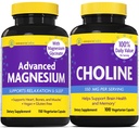 InnovixLabs Choline &amp; Magnesium Bundle Choline Bitartrate 550mg (100 capsules) Advanced Magnesium (150 capsules). Soporta Memoria, Mood, Brain Health " Boost Cognitive.*