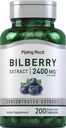 Piping Rock Bilberry Extract Capsules 2400mg  200 Pills ← Herbal Extract Supplement TEN Vegetarian, Non-GMO, Gluten Free