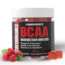 BCAA Gummies, Chews de energía con electrolitos Aminoácidos de cadena ramificados, Construir músculo magro y resistencia mayor, 60 Gummies, Berry Flavored