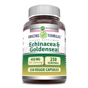 Fórmulas increíbles Echinacea con suplemento de Goldenseal Silencio 450 Mg Silencio Veggie Capsules Silencio No-GMO Silencio Gluten Gratis Silencio Made in USA (1 Pack, 250 Cuenta)