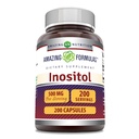 Fórmulas asombrosas Inositol 500 mg 200 cápsulas Suplemento tóxico Vitamina B8 Silencio No-OMG Silencio Gluten Gratis Silencio Made in USA