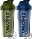 VELOMIX -2 Pack- 28 oz Protein Shaker Botellas para Protein Mixes - 2x Wire Whisk ← Leak Proof Shaker Cups for Protein Shakes ← Pre Workout Shaker Bottle ← Shakers for Protein Shakes-Green residencialBlue