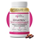 Annatrol Bone & Heart Health Support, Premium Annatto Tocotrienols & Geranylgeraniol (GG) Complejo de vitamina E, soporta el colesterol saludable, equilibrio de azúcar en sangre, función antiinflamatoria " hígado