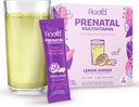 Rootd - Powder Prenatal Vitamina - Embarazo Multivitamínico con 25 Vitaminas & Minerales A, C, D, E, B12, B6, K, Hierro, Folato, Probióticos, Ecológicos Super Verdes  Lemon Ginger  24 Effervescent Stick Packs