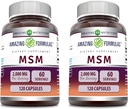Fórmulas asombrosas MSM (Methylsulfonylmethane) Suplemento Silencio 2000 Mg Por Serving Silencio Capsules Silencio No-GMO Silencio Gluten Free ← Made in USA (2 Pack, 120 Count)