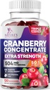 Cranberry Gummies 50:1 Cranberry Extract - Urinary Tract Support Made with 25,000mg, Helps Cleanse &amp; Protect, Cran Berry Gummy Suplemento + Vitamina C, Chewable Cran Pills for Women - 120 Gummies