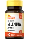 Sundance Selenium 200mcg ← 60 Tablets ← High Potency Fórmula  Vegetarian, Non-GMO, and Gluten Free Essential Mineral Supplement