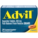 Advil Coated Caplets Doin Reliever y Fever Reducer Ibuprofen 200mg, 24 Cuenta