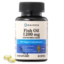 DAIKEN Mini Fish Oil 1200 mg, rTG Omega 3 1000mg, 60 Softgels, alta absorción " Burpless Fish Oil for Healthy Heart, Brain and Dry Eyes Support