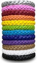 12 Pack Mosquito Repellent Pulseras, Color sólido Insecto de cuero desgarrado individual &amp; Bandas Wrist despelente de errores para niños &amp; adultos Camping de pesca al aire libre