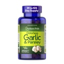 Pride de Puritan Preimum Ajo sin olor 5 mg (500 mg equivalente) " Parsley, Suplemento dietético Tradicional para la salud del corazón, la circulación y el apoyo al flujo sanguíneo, 250 Rapid Release Softgels