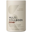 Sports Research Multi Collagen Protein Powder (Tipo I, II, III, V, X) con ácido hialurónico + Vitamina C TENIDO 5 Tipos de Collagen basado en alimentos, 30 Servimientos (Chocolate)