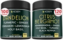 Bundle 6in1 Dandelion Suplemento &amp; 6in1 Citrus Bergamot Suplemento - Apoyo Relajación, Corazón, Digestión Salud e Inmune